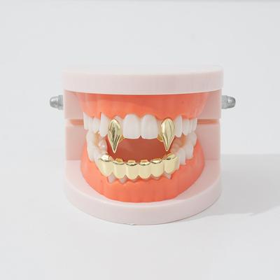 Trendy Hip-Hop Canine Gold Teeth Grills Set - Electroplated Braces for Smooth Style