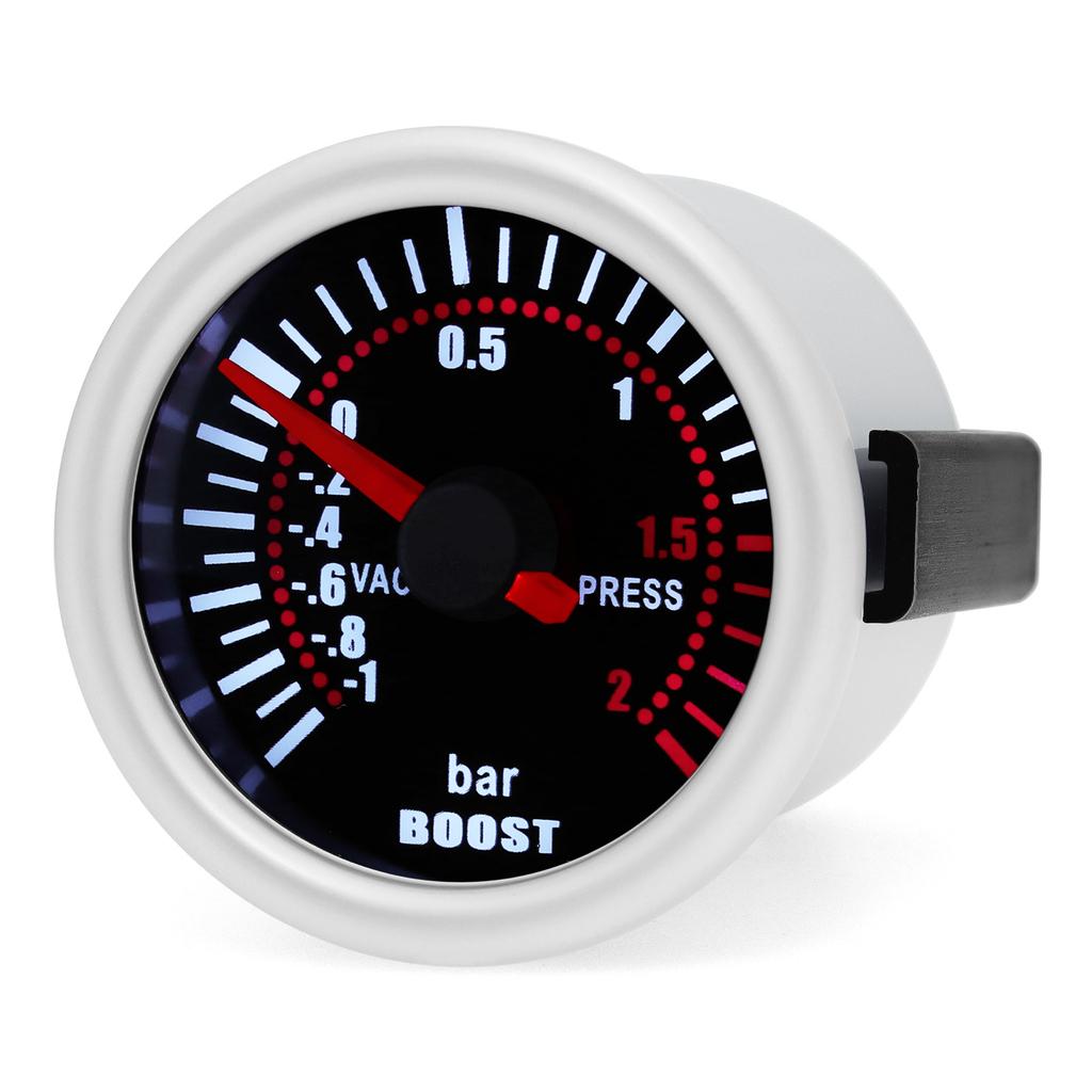 2026 Auto Car White LED Smoke Lens Boost Turbo Meter BAR -1~2 BAR 2" 52mm Boost Gauge with Sensor for Petrol Racing Car 12V