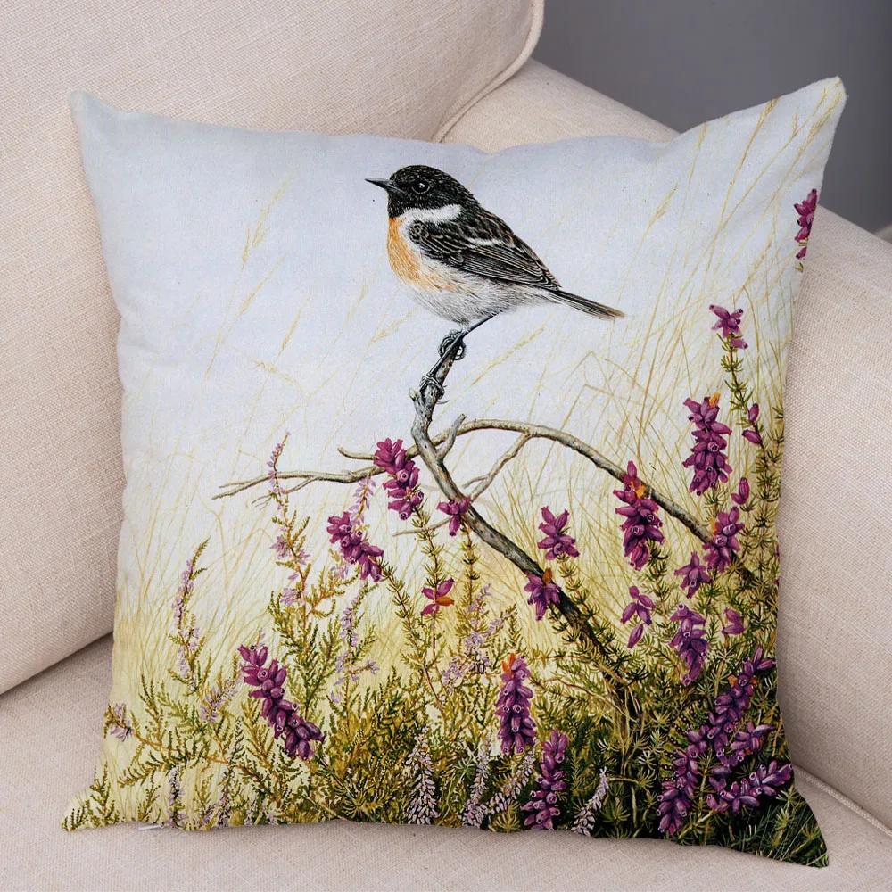 Bedroom Sofa Car Cushion Cover Cartoon Animal Colorful Fox Bird Squirrel Series Home Office Decoration Pillow