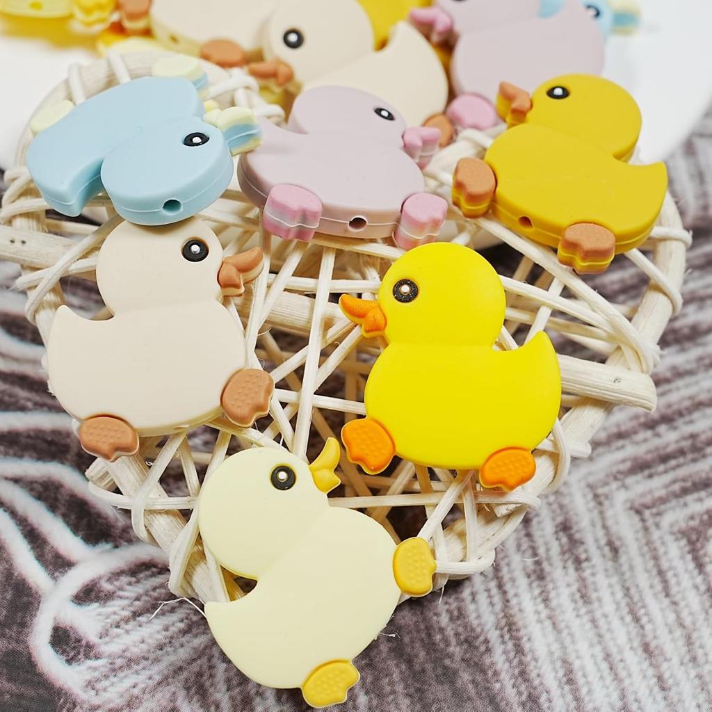 21Pcs Cartoon Animals Silicone Beads Duck Spacer Beads Silicone Focal Beads for Jewelry Making DIY Necklaces Bracelet Keychain Lanyard Crafts