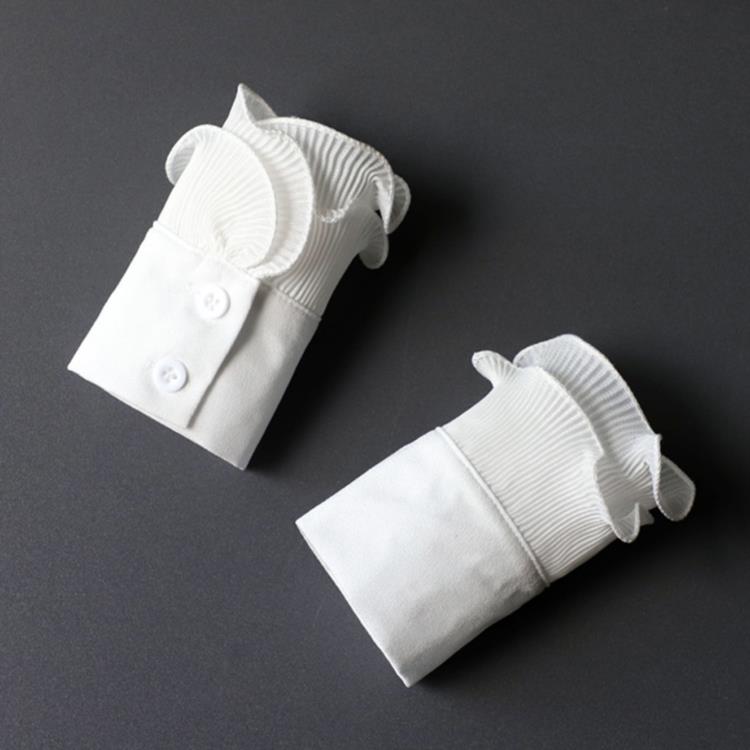 White Fake Sleeve Cuff DIY Ruffle Detachable Cuffs For Women Sweater Button Black Decorated Lace Cuff Fake Sleeves Tie