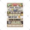 Tin Sign Pool Funny Rules Vintage Plaque Welcome Warning No Swimming Instruction Metal Sign For Home Pool Store Club Wall Decor