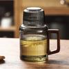 550ml Vertical Stripe Heat Resistant Glass Tea Cup with Walnut Wood Handle Office Flower Tea Mugs Household Cold Water Kettle