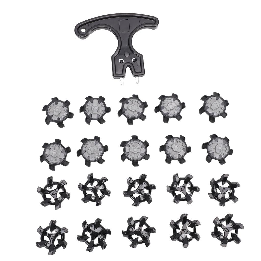 20PCS Replacement Shoe Cleats and 1 Removal Spanner Non Slip Shoe Spikes for Outdoor Use Black