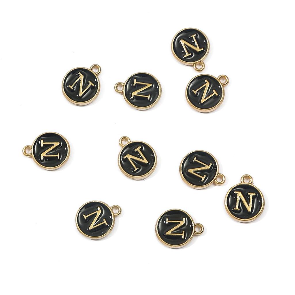 10Pcs 12x2.5mm Alphabet Double Face Charms Pendant Beads for Jewelry DIY Findings