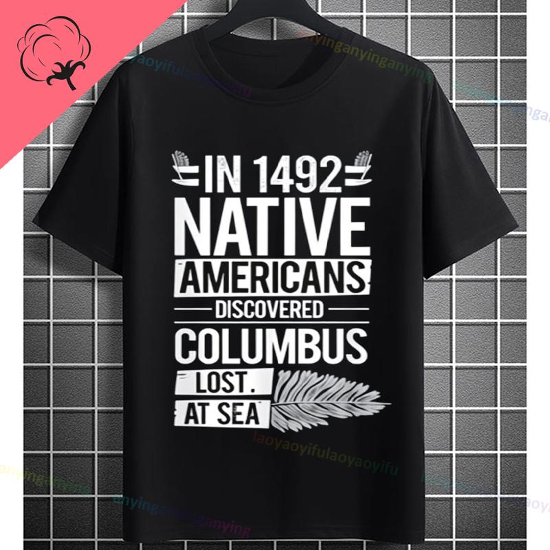 Funny Historical Columbus Voyage Graphic Tshirt Pure Cotton Short Sleeve Crewneck Tee for History Buffs Everyday Casual Wear