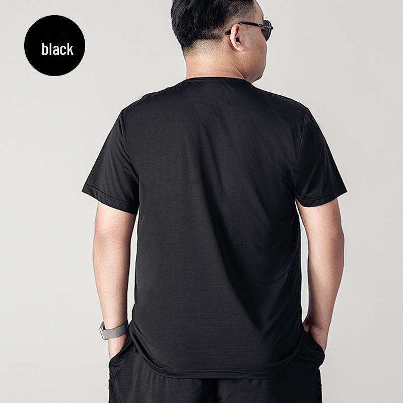 

Футболка мужская, большого размера, Ice Silk, быстросохнущая, с коротким рукавом, грузоподъемность 300–400 фунтов 6XL (120-140 kg) чёрный