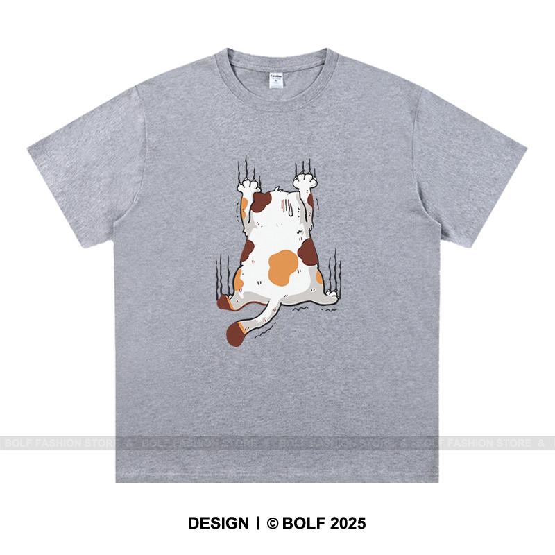 Kawaii Katt Herr T-shirt 100% Bomull Oversize Chibi Kattunge Grafiska T-shirts för Män Söt Djurälskare Japansk Streetwear