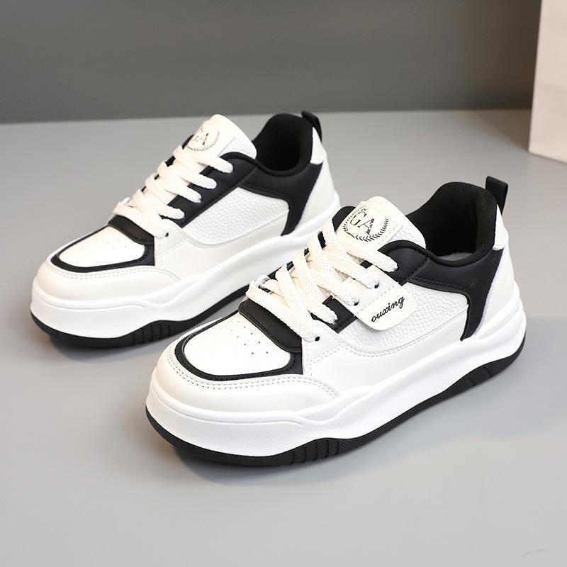 

[Customized] Q5905 new 2025 spring and summer women s shoes breathable lace-up leather surface platform white shoes board shoes tide 40