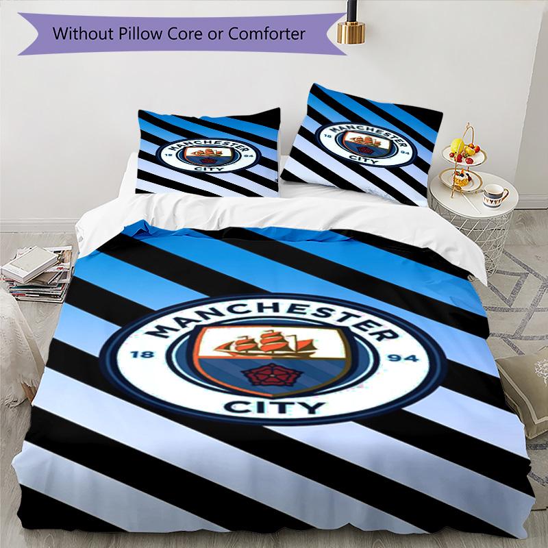 City Football Club Printed Pattern Duvet Cover Set – Includes 1 Duvet Cover and 2 Matching Pillowcases Bedroom Decor Christmas Gifts