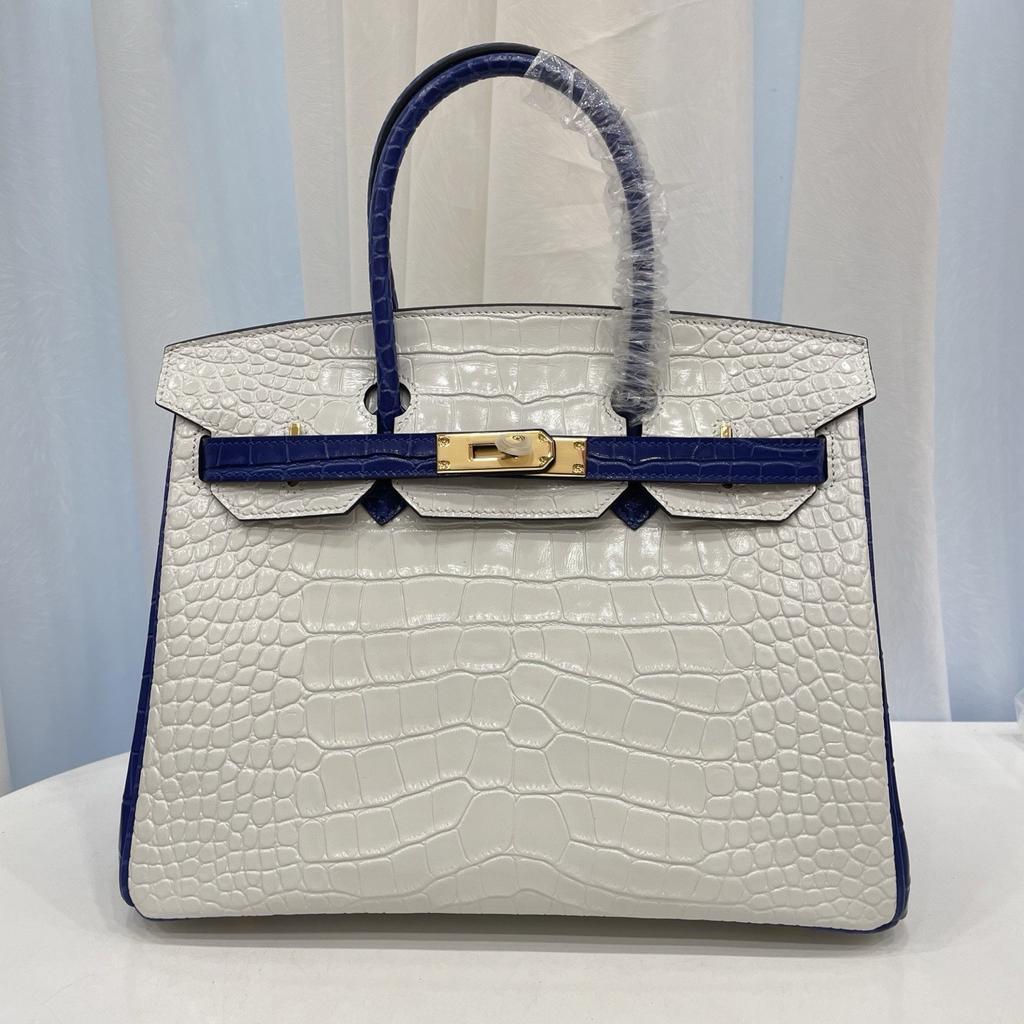 2025 Explosive Color Matching American Crocodile Pattern Platinum 25/30. Full-pair Version Strapless High-end Fashion Portable Women's Bag