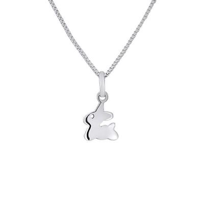 Children's Pendant - LÉA &; ARTHUR - RABBIT Motif - 375 White Gold - Hypoallergenic Jewelry - Gift Bag