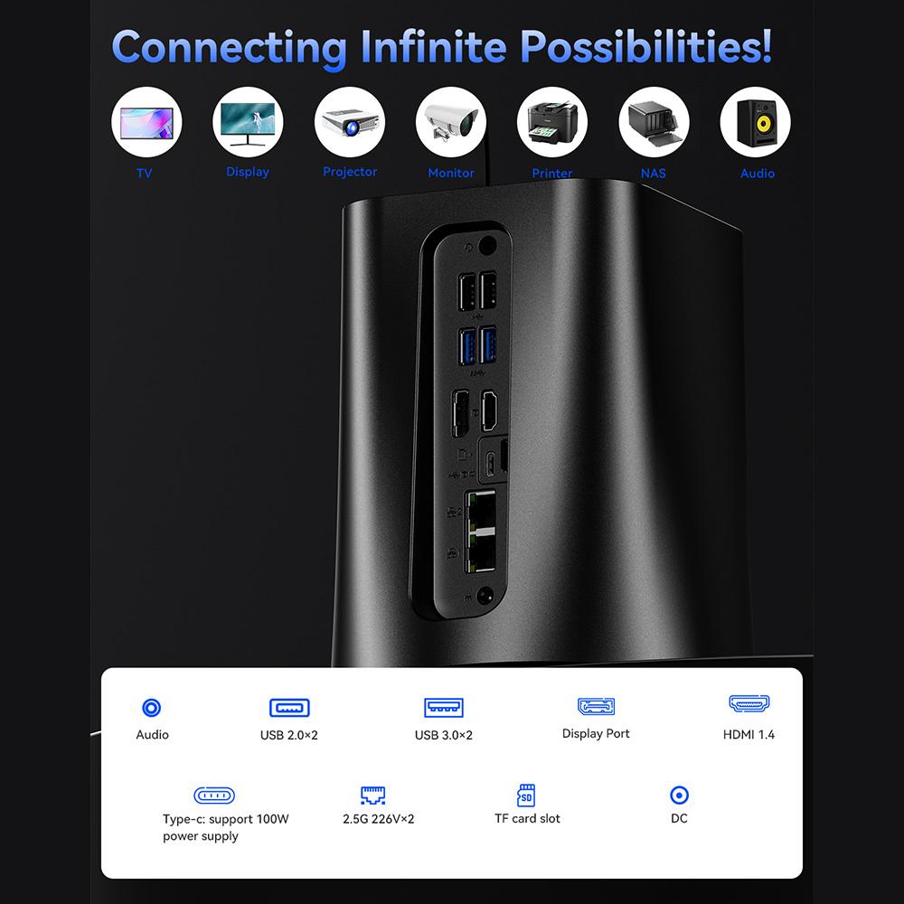 AOOSTAR R7 NAS Mini PC, AMD Ryzen 7 5825U 8 Cores Max 4.5GHz, 32GB DDR4 RAM 1TB SSD, HDMI+DP+Type-C Triple 4K Display,