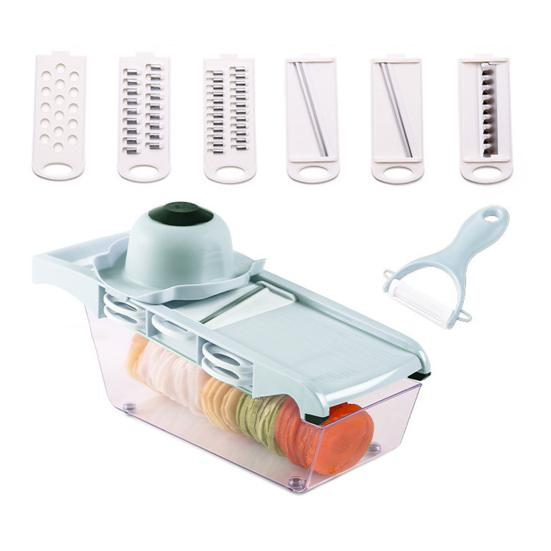 Multi-Function Vegetable Chopper with Hand Guard Manual Julienne & Slicer for Carrots Potatoes Cucumbers Essential Kitchen Tool for Home Cooking