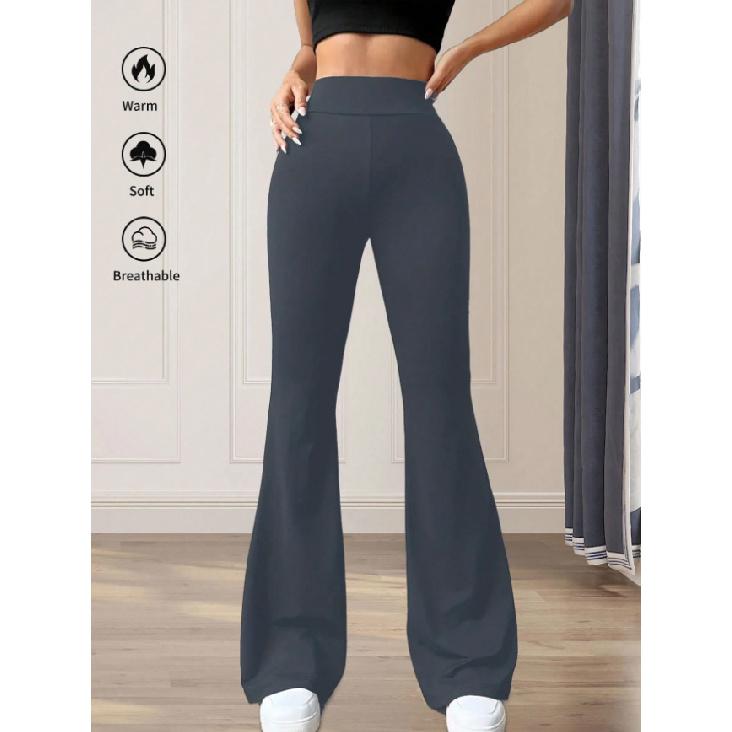 2026 New Solid Color Casual High-Waisted Yoga Pants for Women, Stretchy Sports Flared Pants