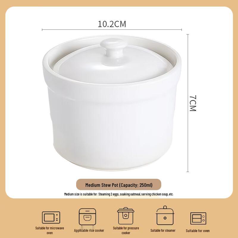 Ceramic Double-Boiler Stew Pot with Lid