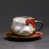 Retro Ceramic Coffee Cup And Saucer Set Creative Souvenir Cup Afternoon Tea Mug Coarse Pottery Coffee Cup