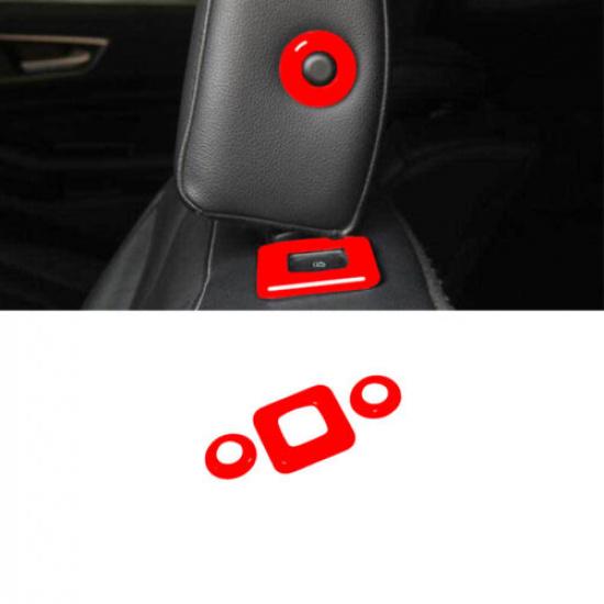 Кольцо-крышка кнопки регулировки подголовника автомобильного сиденья 3 шт. Для Ford Edge 2015- Ярко-красный