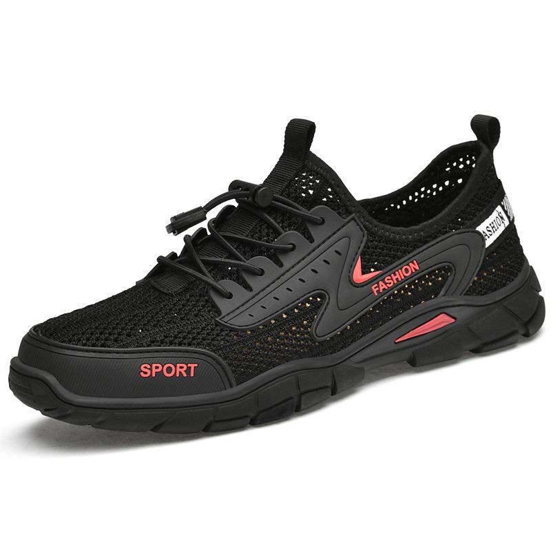 Plus Size Cross-Strap Breathable Flyknit Mesh Sandals Men s Casual Shoes Size 40