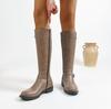 Autumn and winter European and American knee boots large size leather side zipper British style thin boots