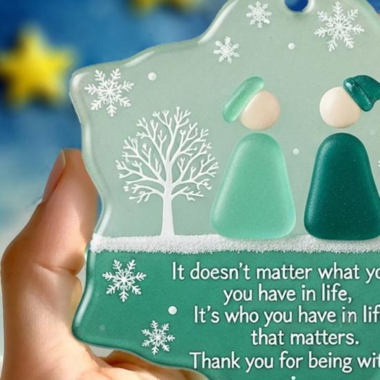 Yousheng Sea Glass Art Friendship Ornament Snowflake/Shell Shaped Christmas Tree Hanging Ornaments Handmade Sea Glass Art Friendship Keepsake for Best
