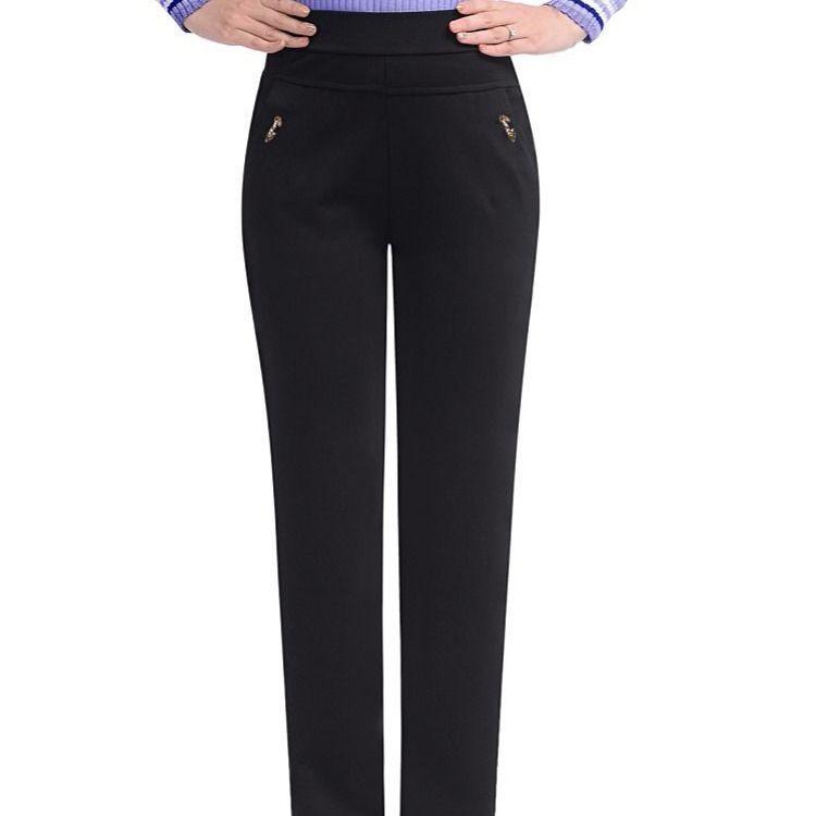 

High-Waisted Elastic Autumn Pants for Middle-Aged & Elderly Women - Thick, Loose, Plus Size Straight Leg Mother s Pants