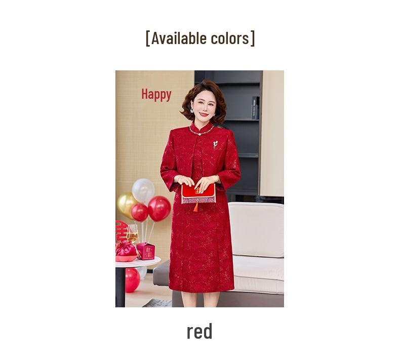 Plus Size Elegant Dress for Middle-Aged Mothers (40-50) - Festive Wedding and Banquet Wear