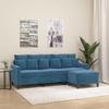 VidaXL 3-seater Sofa with Footrest Blue 180 Cm Velvet, Sofa, Sofa with Footrest, Three-seater Sofa, 3201116