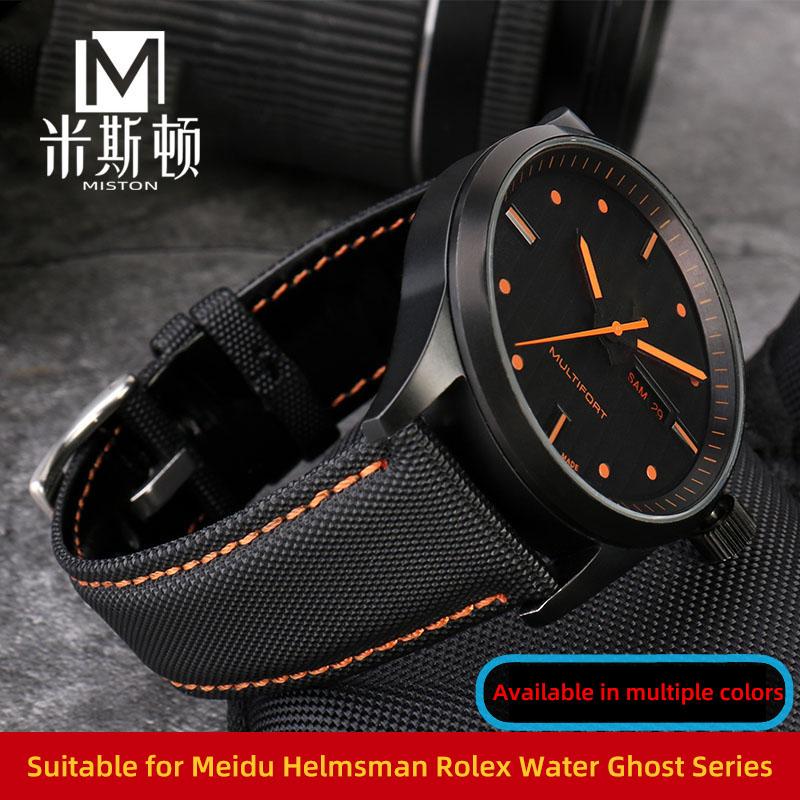 Für Mido Nylon Lederarmband Commander M021 M025 Multifort M005 Tissot CASIO Schwarz Orange TAG Heuer Nylonarmband 20mm 21mm 22mm