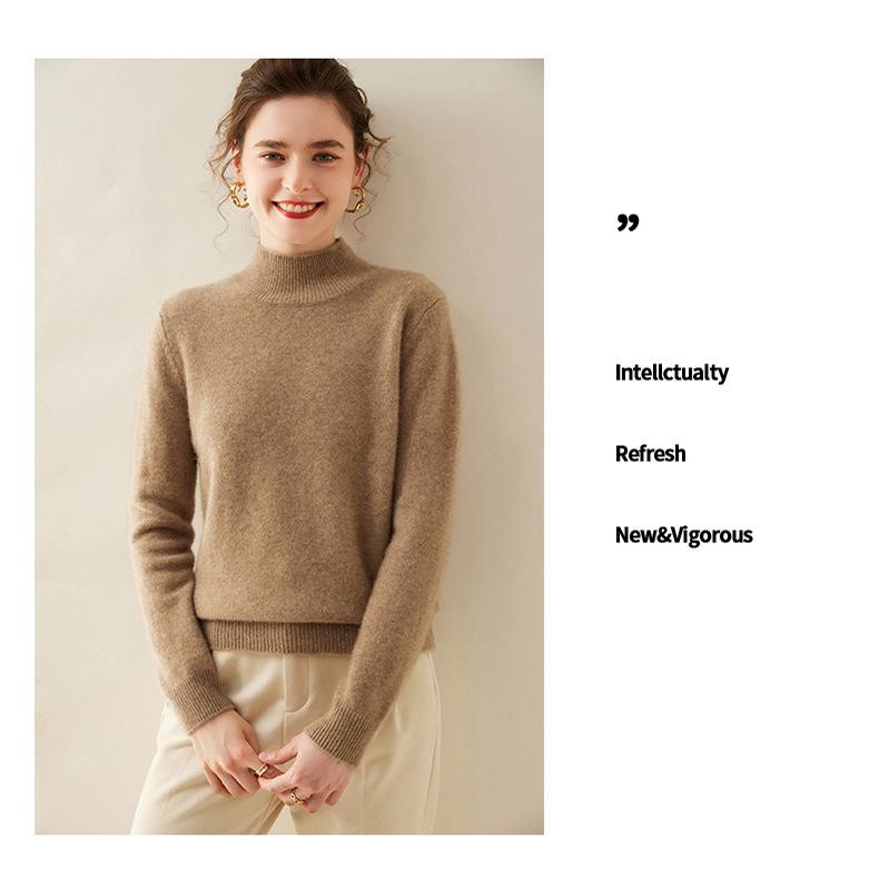 Women's Half-High Collar Thickened Cashmere Sweater - Autumn/Winter Style