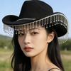 European and American Style New Western Cowboy Hat Fashionable Retro Hat Summer Women's Travel Party Big Head Circumference Jazz Top Hat
