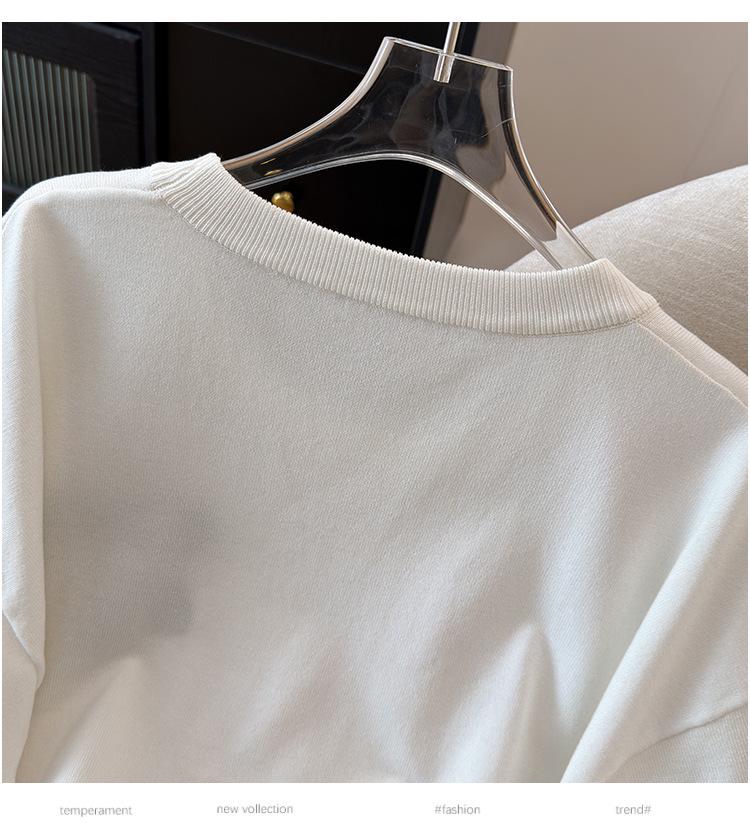 Plus Size Women's Summer Ice Silk Knit Top - Slimming Short Sleeve T-shirt