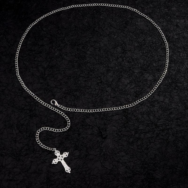 Punk Gothic Cross Waist Chain Jk Accessories Skirts Chain Pants Chain For Women Girls Body Chain Simple Cross Waistband Gifts