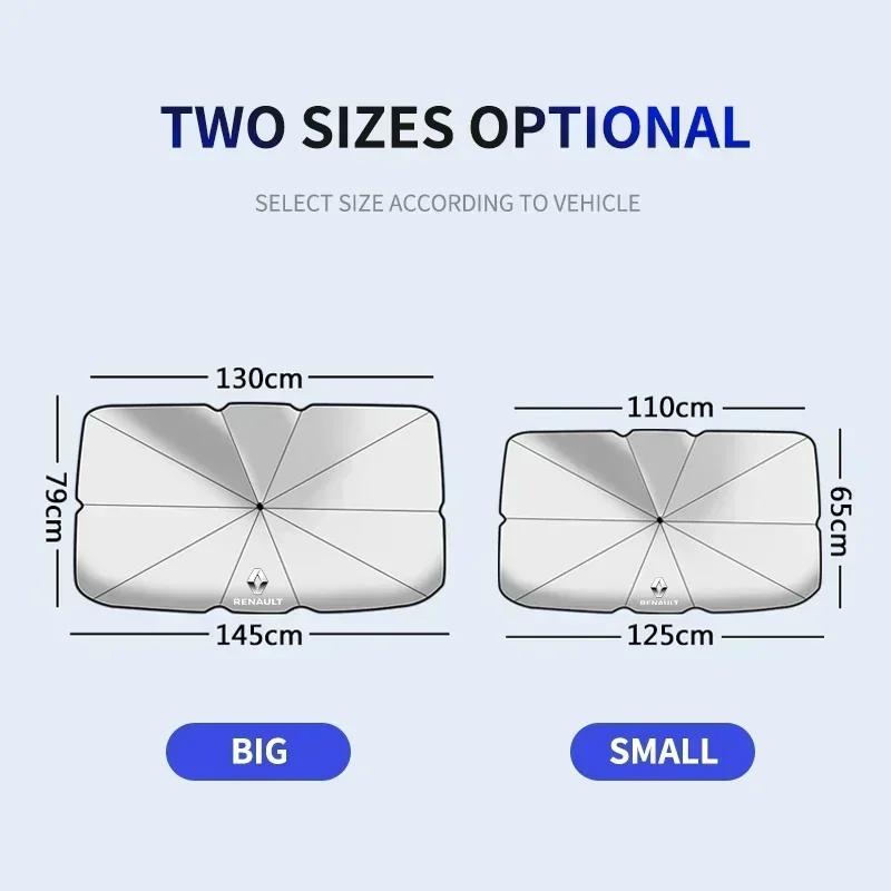 2026 Hot For Renault Hub Caps Car Uv Protection Folding Shading Car Umbrella Front Windshield Sunshade For Renault Clio 4 Megane
