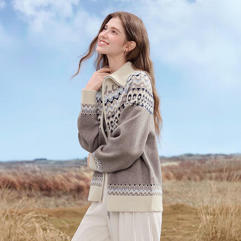 Betu Women's Fair Isle Double-Zip Knit Cardigan