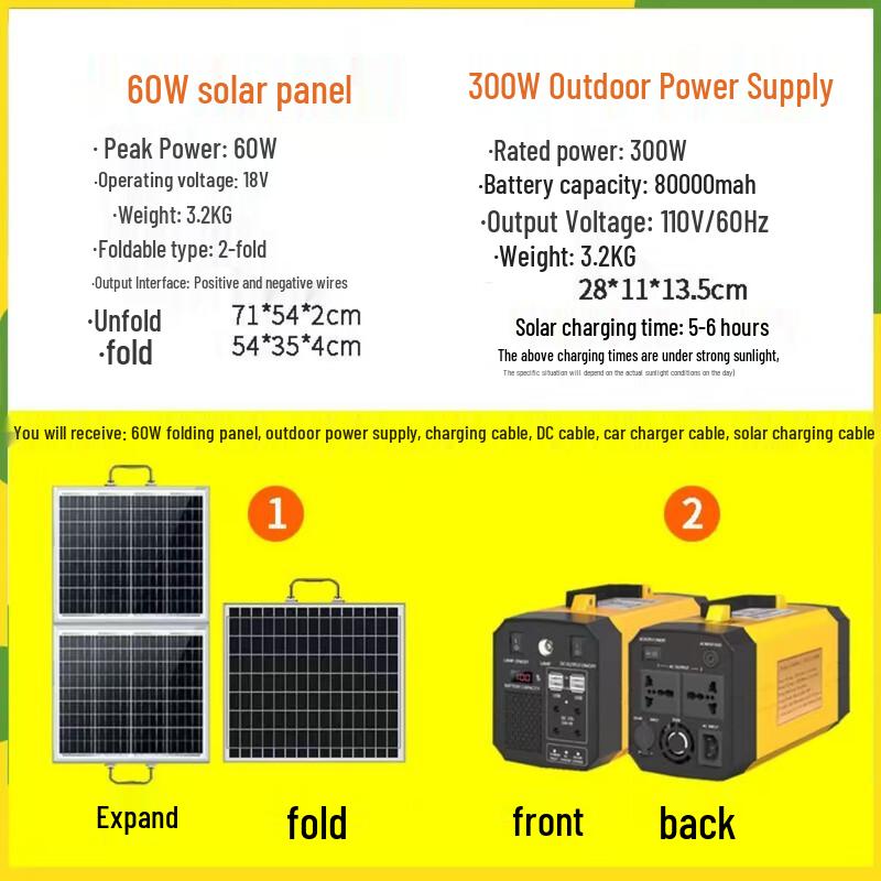 WEZHO Portable Solar Power Station with 60W Solar Panel