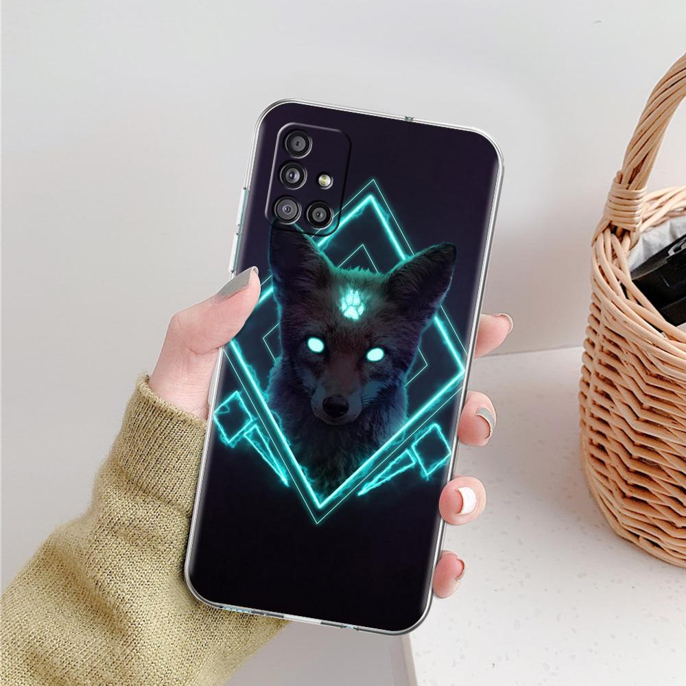 Cute cartoon animal fox Phone Case For Samsung Galaxy A51 A71 A21S A12 A11 A31 A41 A52 A32 5G A72 A01 A50 A70 Soft Clear Cover