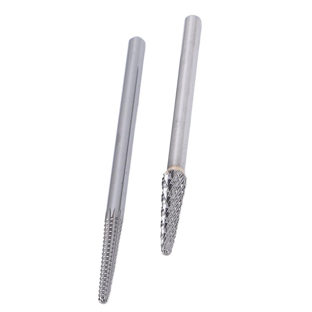 2 Pcs Needle Shaped Nail Drill Bits 3/32 Inch Tungsten Steel Professional Nail Art Tools Safety Nail Cuticle Cleaner Bits for Manicure Machine