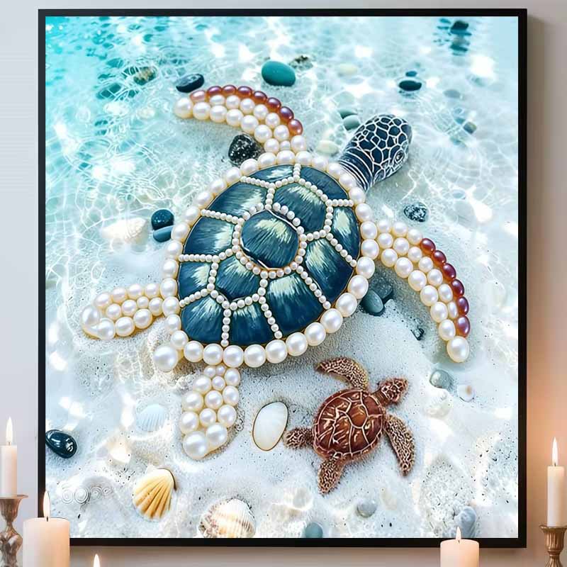 Turtle Full 5D DIY Pearl Gem Art Diamond Painting Kits for Adults/Beginners Gift Idea Home Decor 11.81x11.81in