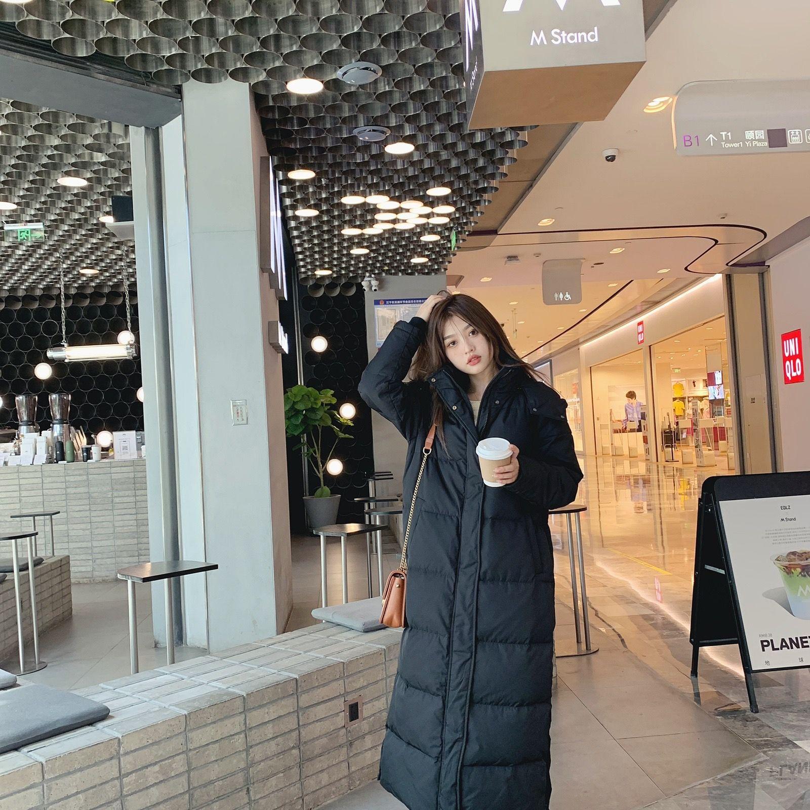 

Супер длинный пуховик для мужчин и женщин, одинаковый, с утолщенным пухом белой утки. S чёрный