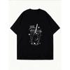 Schwarzes Vintage-Oversize-T-Shirt mit Eiskaffeebecher- und Katzenprint – „Emotionale Unterstützung“ – ein lässiges und bequemes Top
