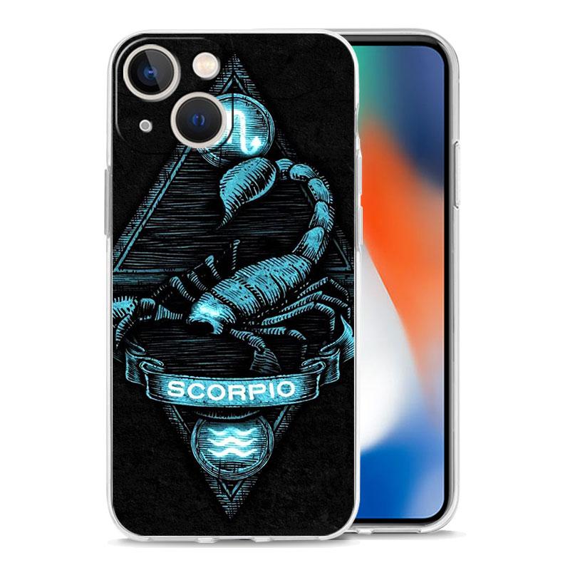 Phone Case For iPhone 16 15 14 13 12 11 Pro Max XS X XR 7 8 Plus soft TPU Clear Cover Aries Leo Libra Pisces Virgo Capricorn
