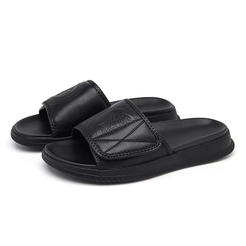 

Slippers men s summer wear trend black one-word drag men s new casual platform slippers 4773-J 44 чёрный