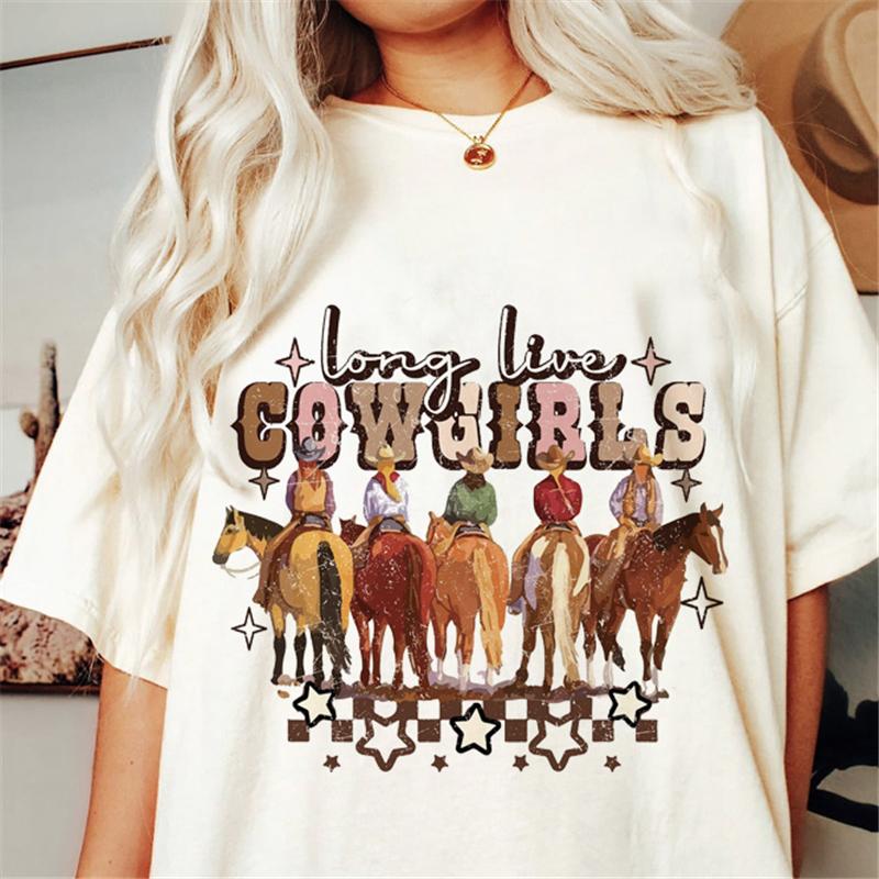 Western Denim Print T-shirt Plus Size Women Pure White Clothing Casual Trendy Short Sleeve Female O-Neck Oversize Tees