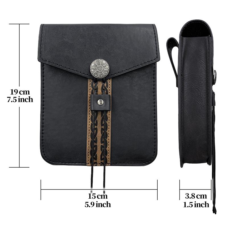 Medieval Viking Money Pouch Bag Fanny Pack Cosplay Halloween Costume Accessories Waist Bag Unisex PU Leather Coin Purse Bag
