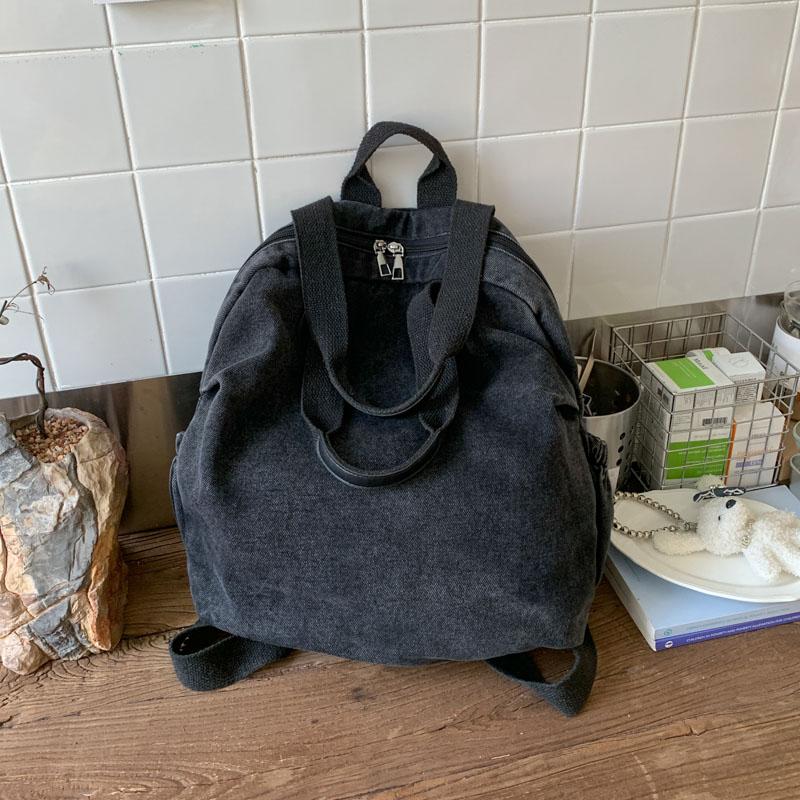 Gewaschene Denim-Schultertasche Große Kapazität Lässige Hobo-Tragetasche mit Seitentaschen für den täglichen Weg zur Arbeit und Reisen