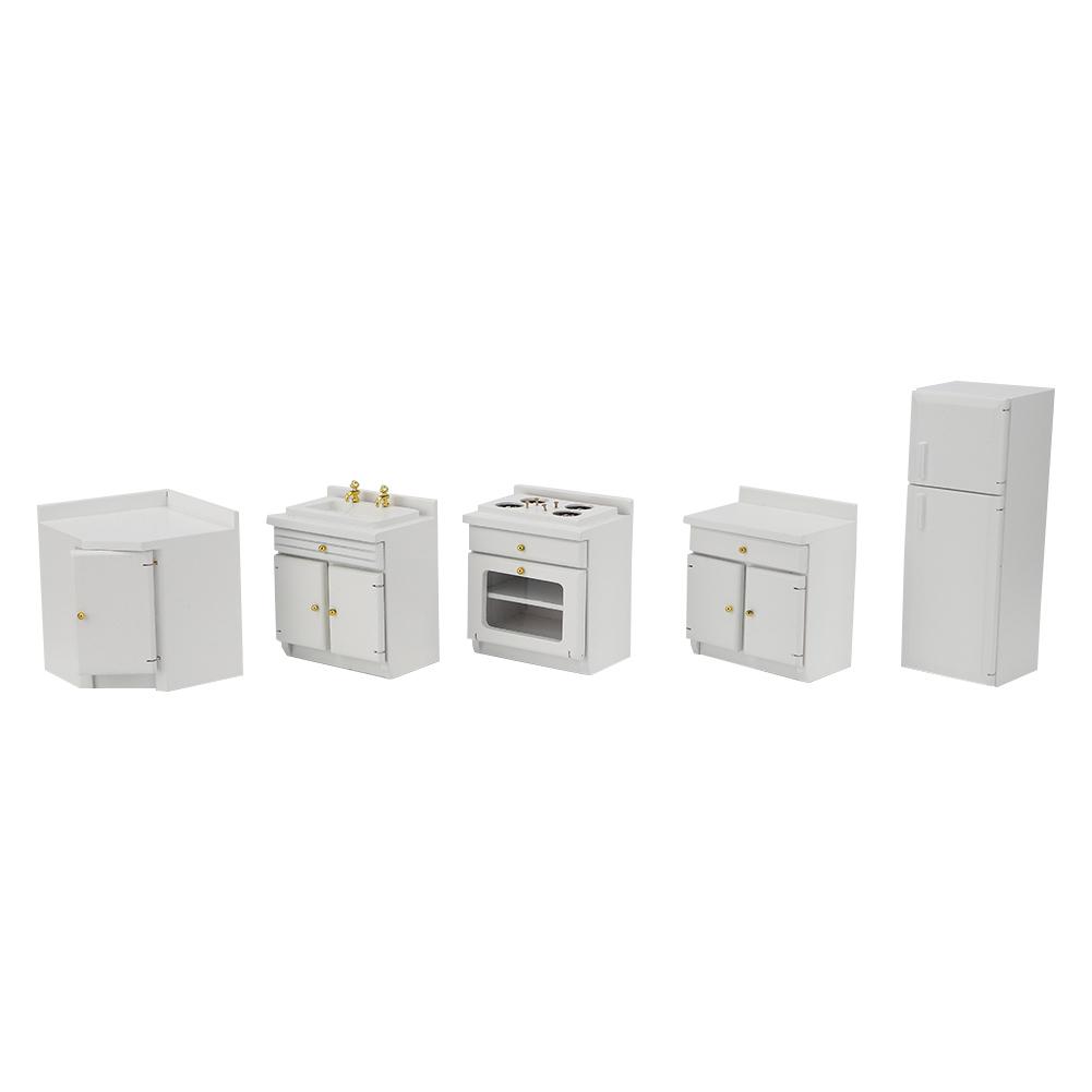 1 : 12 Mini Holz Puppenhaus Integrale Küchenmöbel Miniatur Handwerk Haus Spielzeug WeißMini