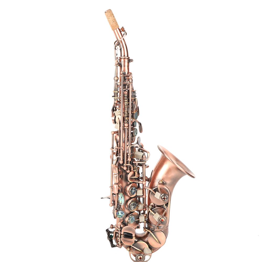 S97 Soprano Saxophone Set Elbow Tube Red Antique Abalone Shell Button Saxophone