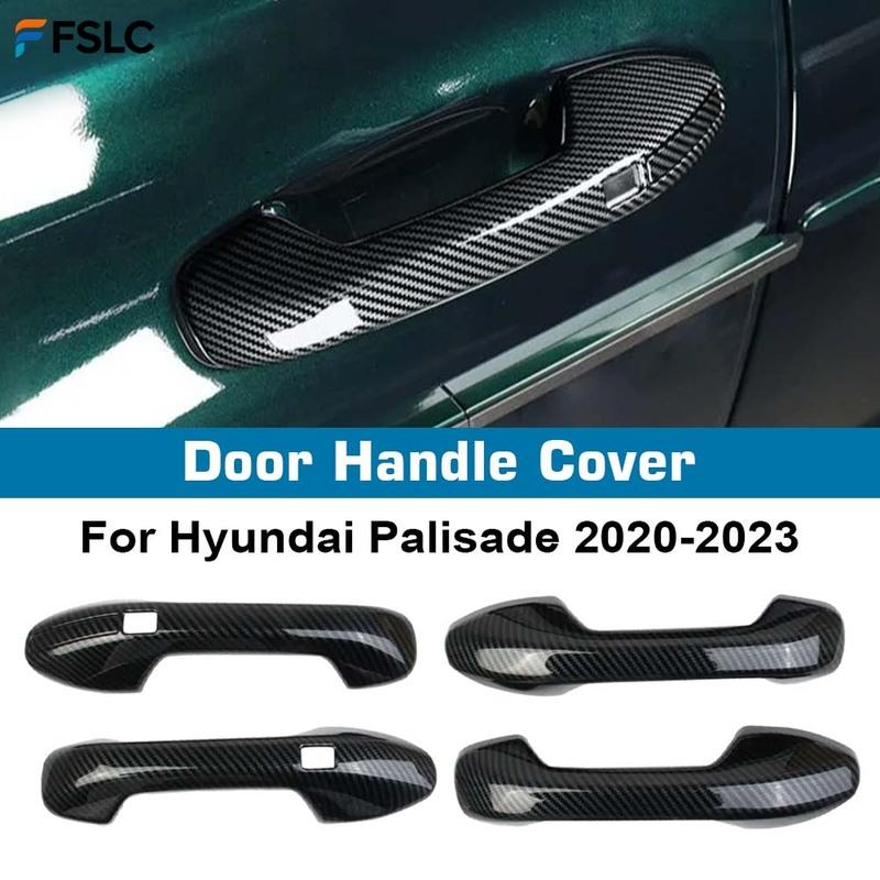 Door Handle Cover For Hyundai Palisade Carbon Fiber Chrome Car Trim Sticker Styling Accessories