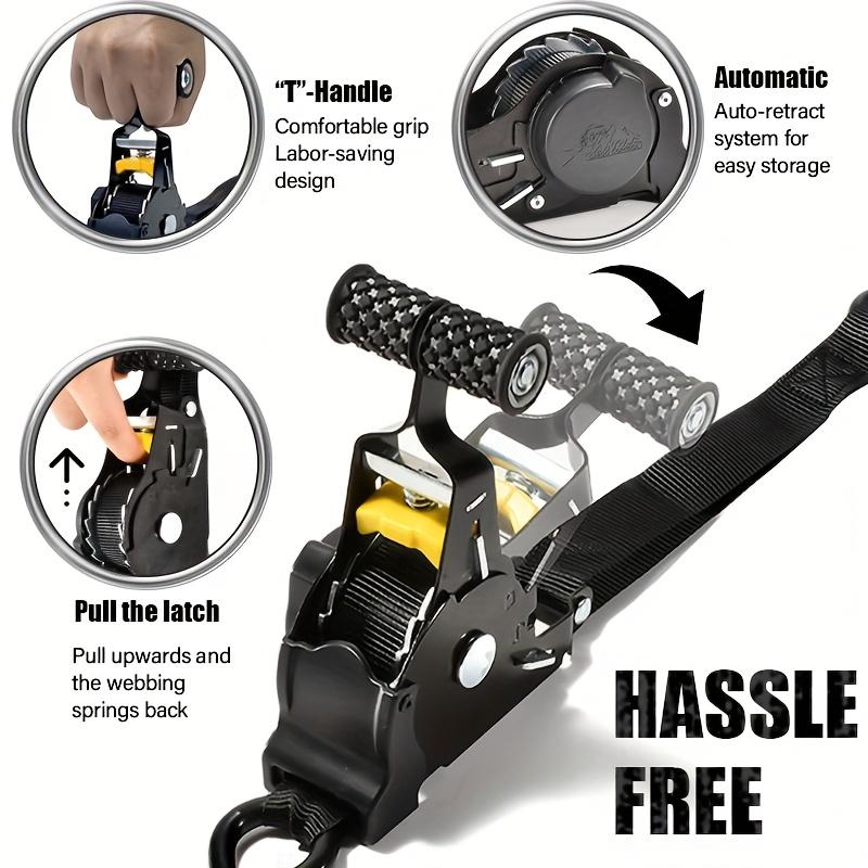 Automatic Retractable Cargo Straps with Heavy Duty Tensioner, Shrink Tensioner Strap, Luggage Rope, Motorcycle Strap, Fixed Tightening Strap
